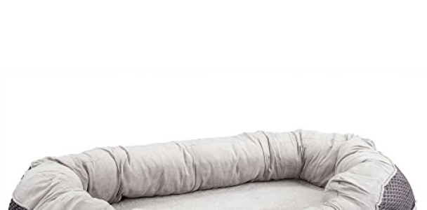 BarksBar Large Gray Orthopedic Dog Bed – 40 x 30 inches – Snuggly Sleeper with Nonslip Orthopedic Foam