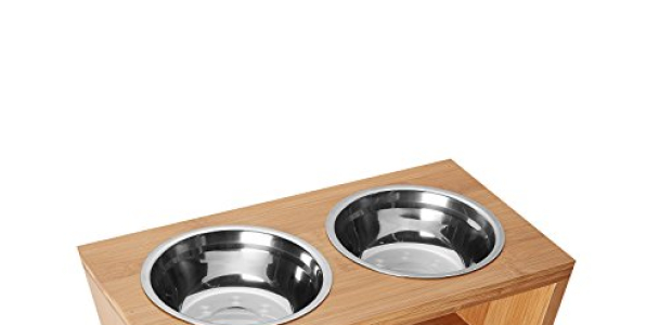 Petlo Elevated Dog and Cat Pet Feeder, Double Bowl Raised Stand Comes with Two Stainless Steel Bowls (Small)