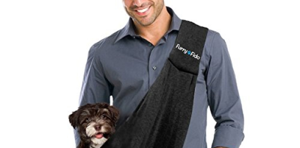 FurryFido Reversible Pet Sling Carrier for Cats Dogs up to 13  lbs, Black