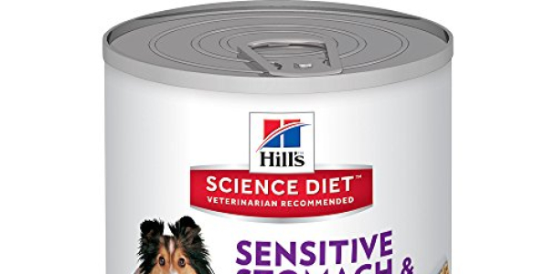 Hill’s Science Diet Adult Sensitive Stomach & Skin Salmon & Vegetable Entrée Canned Dog Food, 12.8 oz, 12-pack