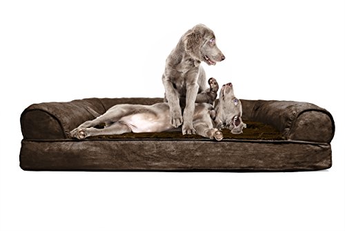 FurHaven Jumbo Plush & Suede Orthopedic Sofa Pet Bed for Dogs and Cats, Espresso