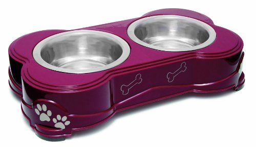 Loving Pets Dolce Diner Dog Bowl, Medium, 1 Quart, Merlot ( 2 Bowl Set )