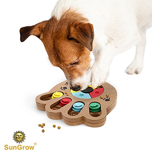 Unique Shuffle Puzzle Smart Toy for Dogs by SunGrow : Improve concentration : Reduce hyperactivity : Fun Interactive IQ game to hide treats in : Encourage Mental & Physical skills of pets