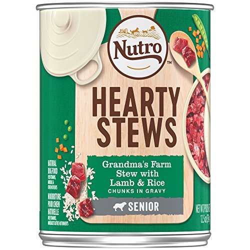 NUTRO Senior HEARTY STEWS Grandma's Farm Stew with Lamb & Rice Chunks in Gravy Canned Dog Food 12.5 Ounces (Pack of 12)