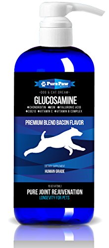 Premium Liquid Glucosamine for Pets Best Dog & Cat Anti-Aging Natural Medicine for Joint Arthritis & Hip Dysplasia Pain Relief Chondroitin MSM Hyaluronic Acid CoQ10 Vitamins C & B Complex Made in USA